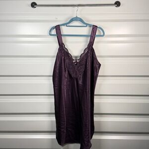Expression Vintage Purple Satin Lace Trim Chemise Nightgown